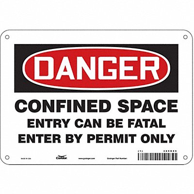 CONDOR 465K95 Safety Sign 7 in x 10 in Aluminum