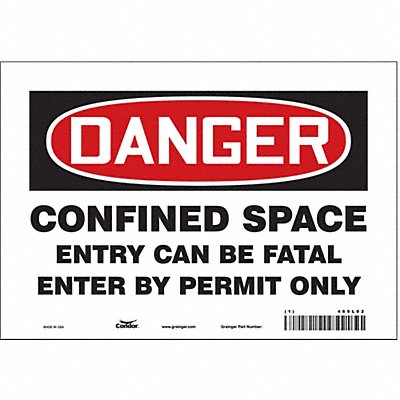 CONDOR 465L02 Safety Sign 7 inx10 in Vinyl