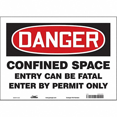 CONDOR 465L03 Safety Sign 10 inx14 in Vinyl
