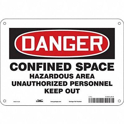 CONDOR 465L04 Safety Sign 7 in x 10 in Aluminum
