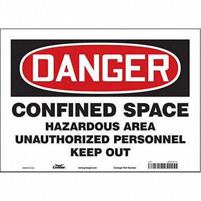 CONDOR 465L11 Safety Sign 10 inx14 in Vinyl