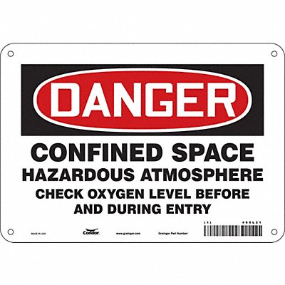 CONDOR 465L21 J6918 Safety Sign 7 in x 10 in Aluminum