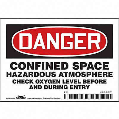 CONDOR 465L27 J6918 Safety Sign 3 1/2 inx5 in Vinyl