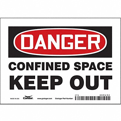 CONDOR 465L54 Safety Sign 5 inx7 in Vinyl