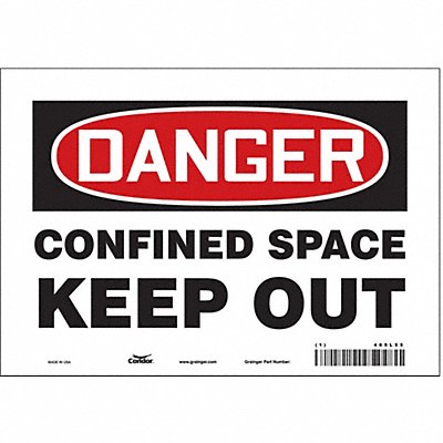 CONDOR 465L55 Safety Sign 7 in x 10 in Vinyl