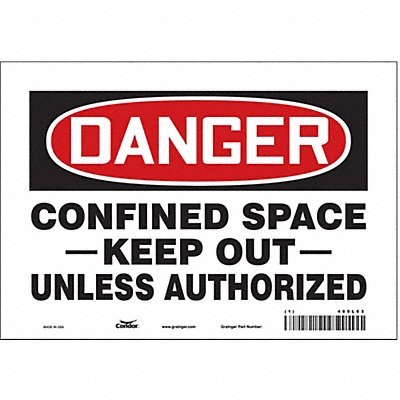 CONDOR 465L63 Safety Sign 7 inx10 in Vinyl