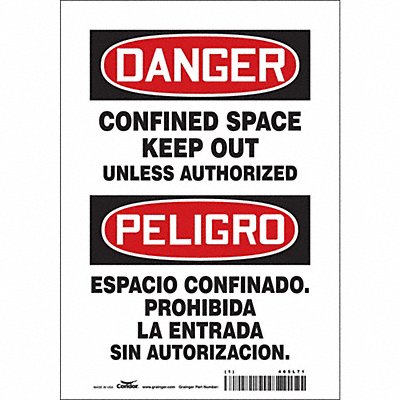 CONDOR 465L71 Safety Sign 10 inx7 in Vinyl