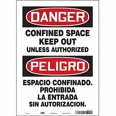 CONDOR 465L72 Safety Sign 14 inx10 in Vinyl
