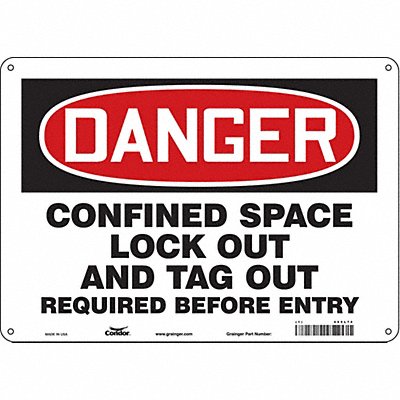 CONDOR 465L74 Safety Sign 10 inx14 in Aluminum