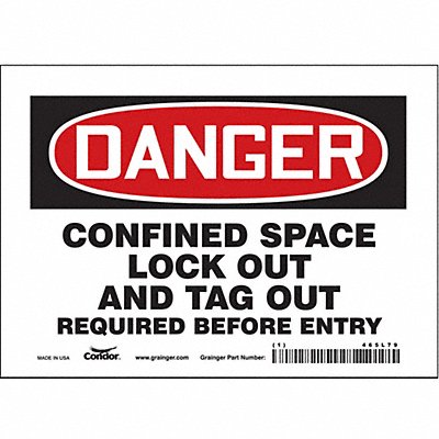 CONDOR 465L79 Safety Sign 5 inx7 in Vinyl