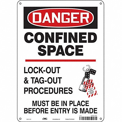 CONDOR 465L83 J8749 Safety Sign 14 in x 10 in Aluminum