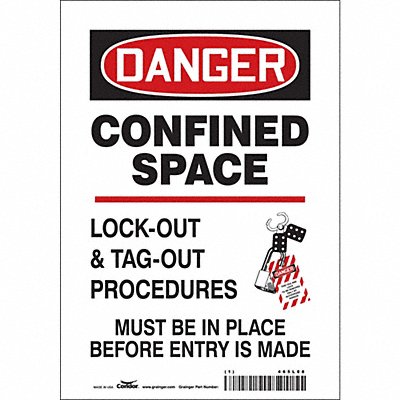CONDOR 465L88 J8749 Safety Sign 10 in x 7 in Vinyl