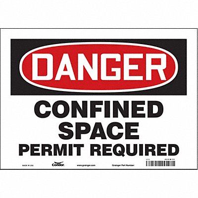 CONDOR 465M15 Safety Sign 10 inx14 in Vinyl