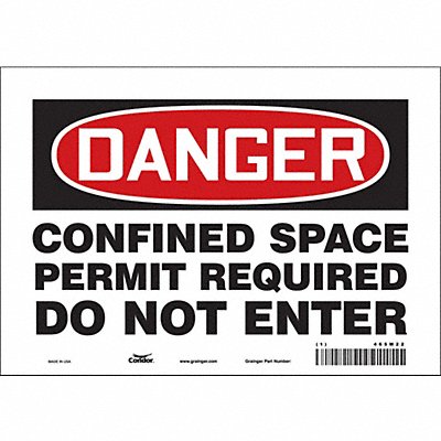 CONDOR 465M22 Safety Sign 7 inx10 in Vinyl