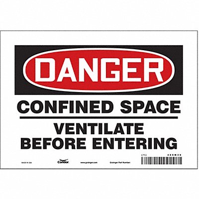 CONDOR 465M30 Safety Sign 7 in x 10 in Vinyl