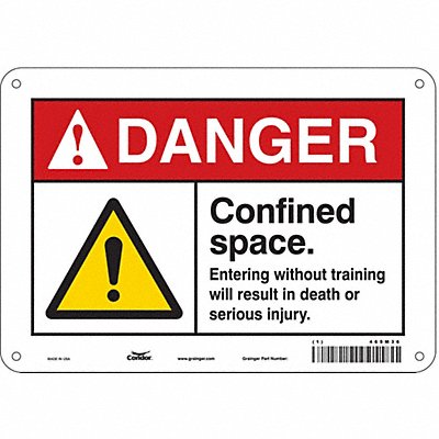 CONDOR 465M36 Safety Sign 7 in x 10 in Polyethylene