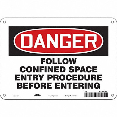 CONDOR 465M48 Safety Sign 7 in x 10 in Aluminum
