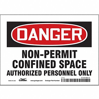 CONDOR 465M62 Safety Sign 5 inx7 in Vinyl