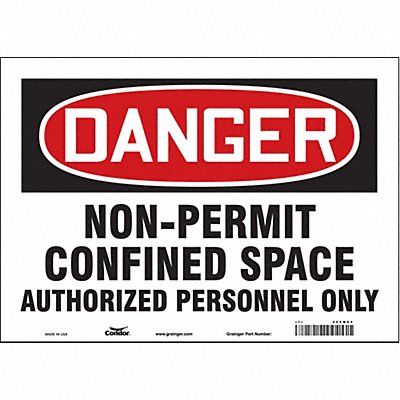 CONDOR 465M64 Safety Sign 10 inx14 in Vinyl