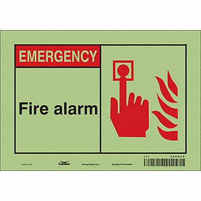 CONDOR 465N20 Safety Sign 7 in x 10 in Glow Vinyl