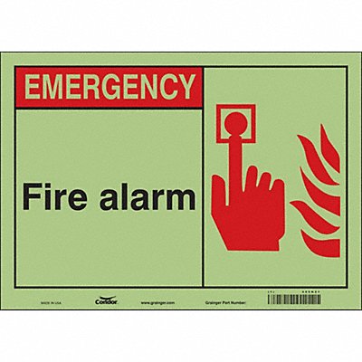 CONDOR 465N21 Safety Sign 10 in x 14 in Glow Vinyl