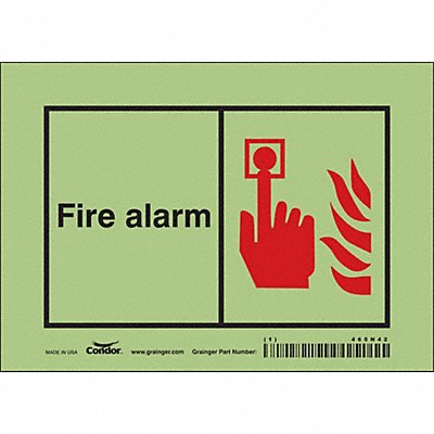 CONDOR 465N42 Safety Sign 5 in x 7 in Glow Vinyl