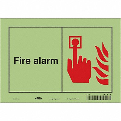 CONDOR 465N44 Safety Sign 7 in x 10 in Glow Vinyl