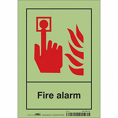CONDOR 465N45 Safety Sign 10 in x 7 in Glow Vinyl