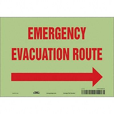CONDOR 465R05 J9665 Safety Sign 7 in x 10 in Glow Vinyl