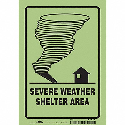 CONDOR 465R95 Safety Sign 10 in x 7 in Glow Vinyl