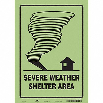 CONDOR 465R96 Safety Sign 14 in x 10 in Glow Vinyl