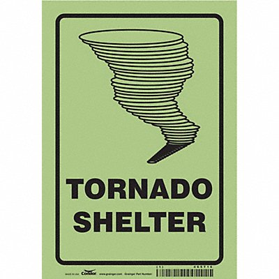 CONDOR 465T16 Safety Sign 10 in x 7 in Glow Vinyl