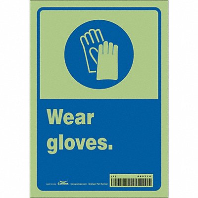 CONDOR 465T70 Safety Sign 10 in x 7 in Glow Vinyl