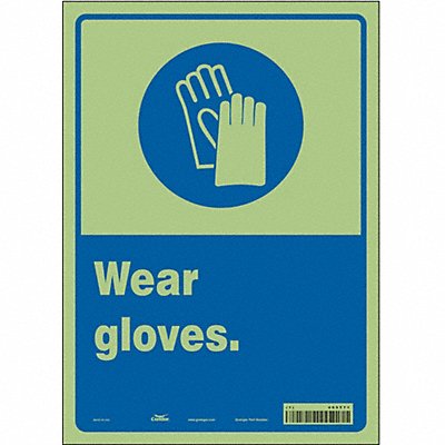 CONDOR 465T71 Safety Sign 14 inx10 in Glow Vinyl