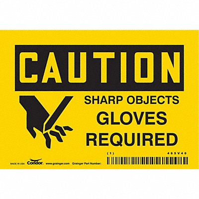 CONDOR 465V40 Safety Sign 3 1/2 inx5 in Vinyl