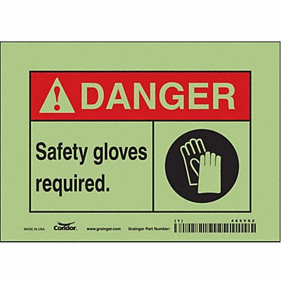 CONDOR 465V62 Safety Sign 5 in x 7 in Glow Vinyl