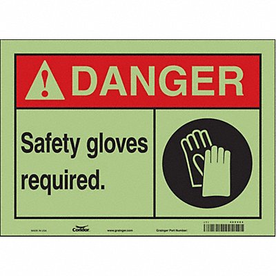 CONDOR 465V64 Safety Sign 10 in x 14 in Glow Vinyl