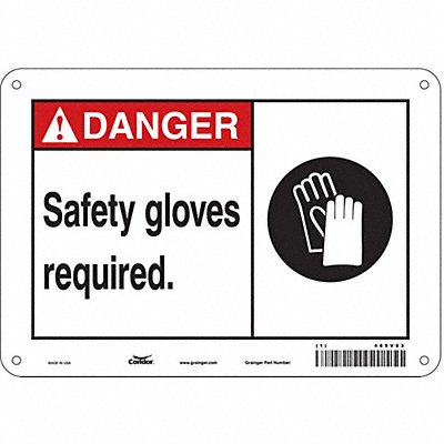 CONDOR 465V83 Safety Sign 7 in x 10 in Polyethylene