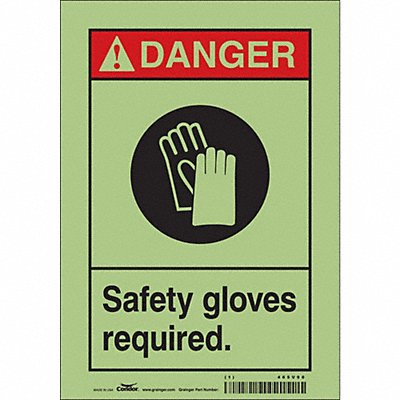 CONDOR 465V90 K0621 Safety Sign 10 in x 7 in Glow Vinyl