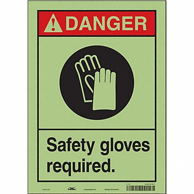 CONDOR 465V91 K0621 Safety Sign 14 in x 10 in Glow Vinyl