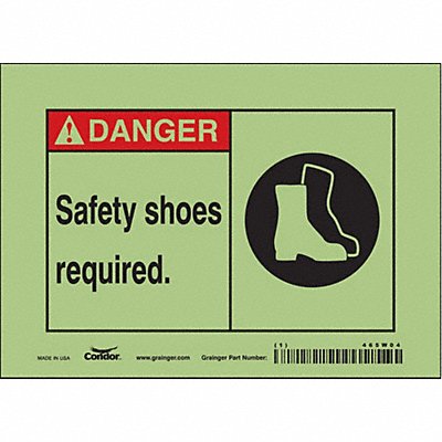 CONDOR 465W04 Safety Sign 5 in x 7 in Glow Vinyl