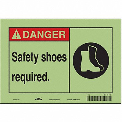 CONDOR 465W05 Safety Sign 7 in x 10 in Glow Vinyl