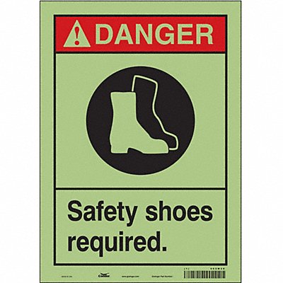 CONDOR 465W28 Safety Sign 14 in x 10 in Glow Vinyl