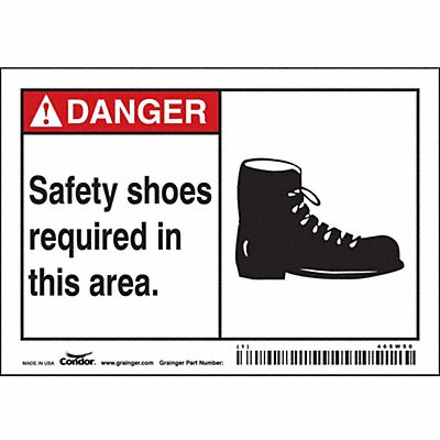 CONDOR 465W50 Safety Sign 3 1/2 inx5 in Vinyl