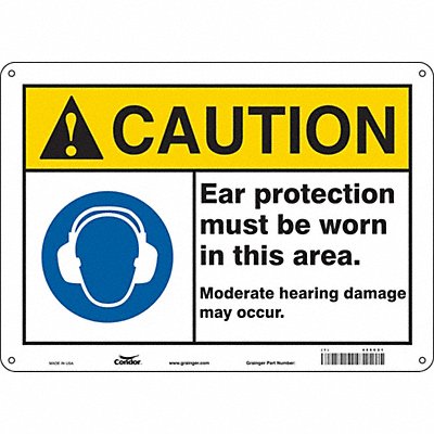 CONDOR 466C21 Safety Sign 10 inx14 in Aluminum