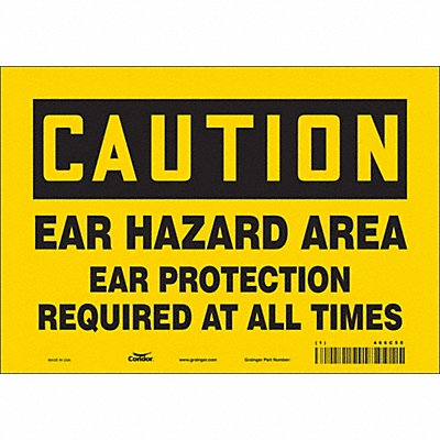CONDOR 466C55 Safety Sign 7 in x 10 in Vinyl