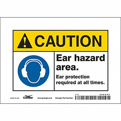 CONDOR 466C62 Safety Sign 5 in x 7 in Vinyl