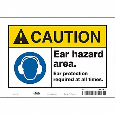 CONDOR 466C63 Safety Sign 7 in x 10 in Vinyl