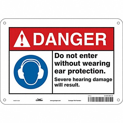 CONDOR 466D03 Safety Sign 7 in x 10 in Polyethylene