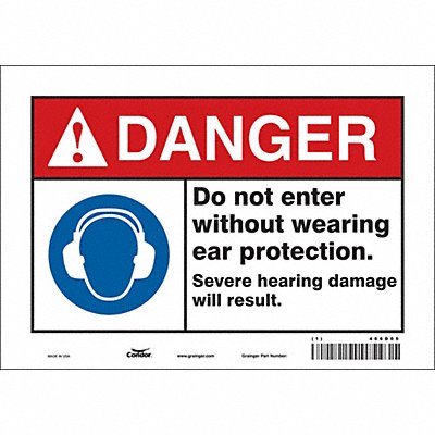 CONDOR 466D05 Safety Sign 7 in x 10 in Vinyl